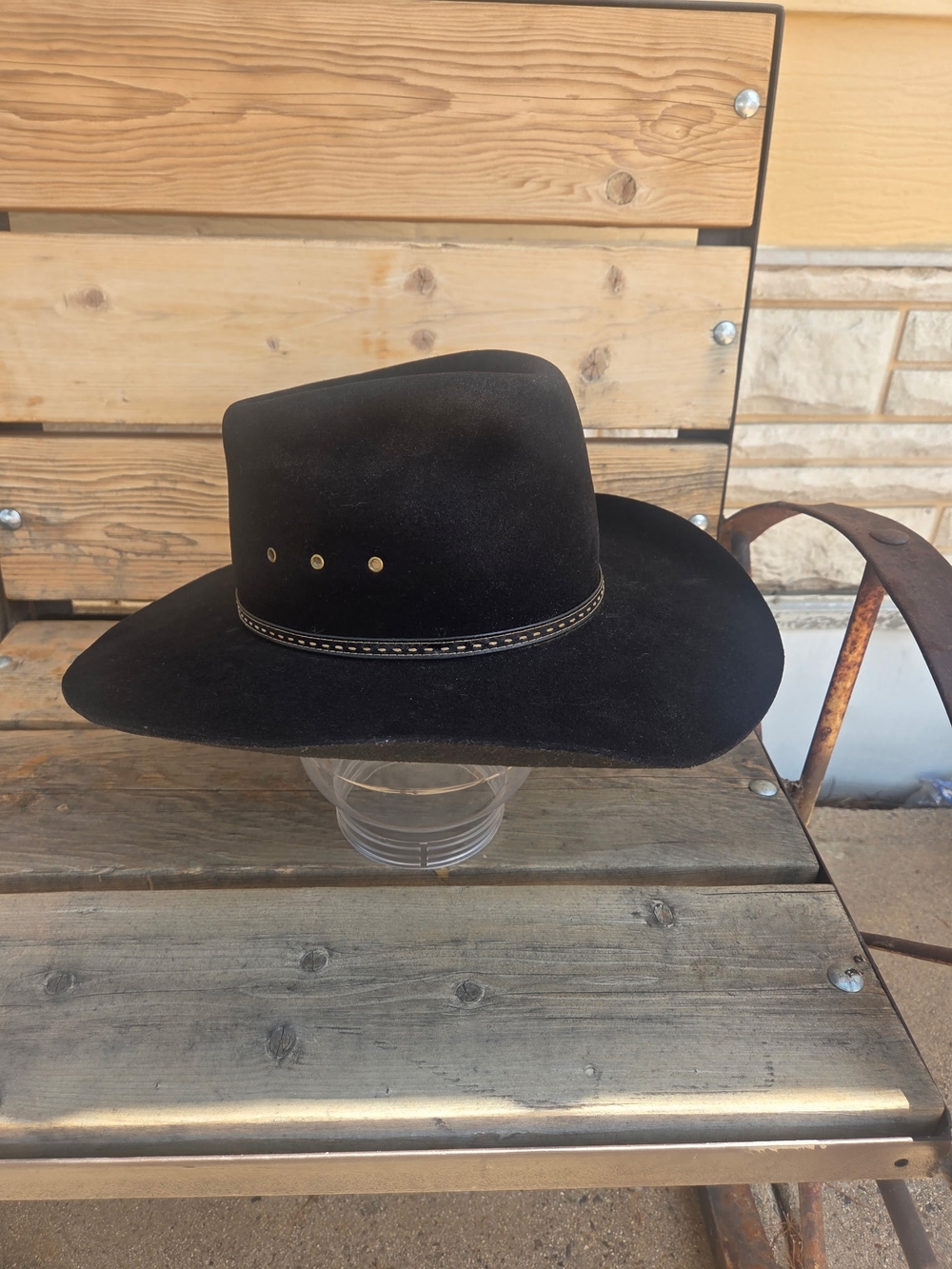 Stetson Black Felt Western Hat with Embossed Hatband